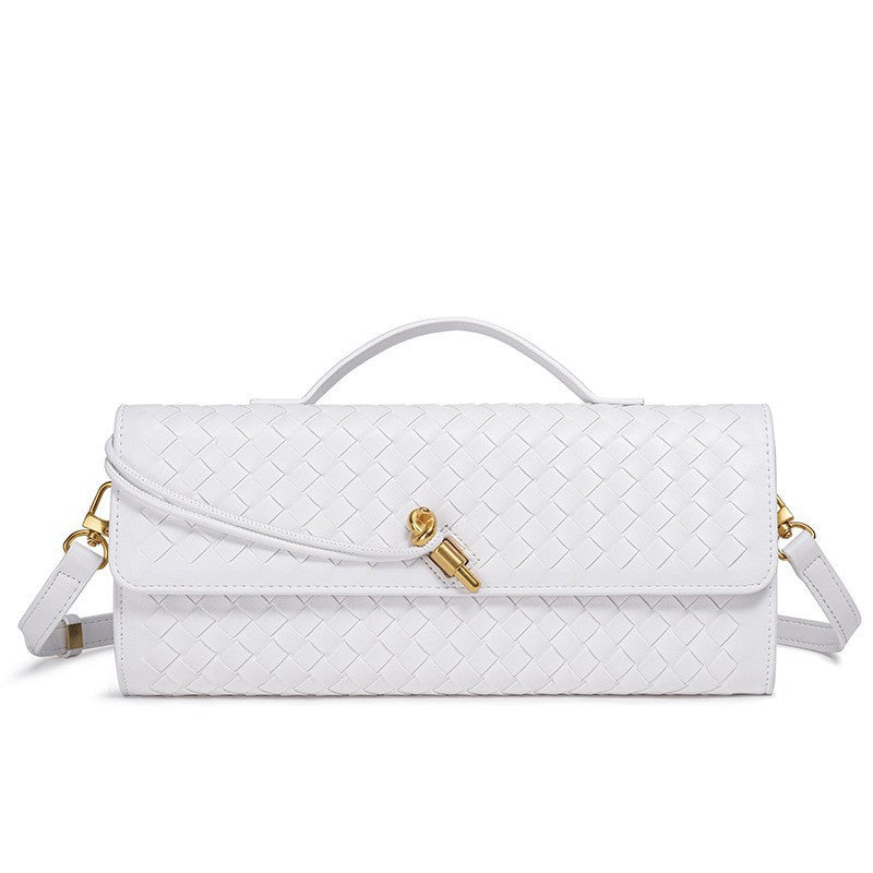 European and American Niche Woven Single Shoulder Baguette Bag Fashion Horizontal Clutch Bag Organ Lady Crossbody Bag Long Bag