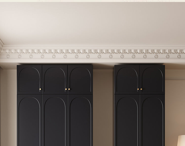 French Retro Style Black Wardrobe Modern Simple Small Apartment Light Luxury Internet Celebrity Closet Storage Cabinet Bedroom Economical Type