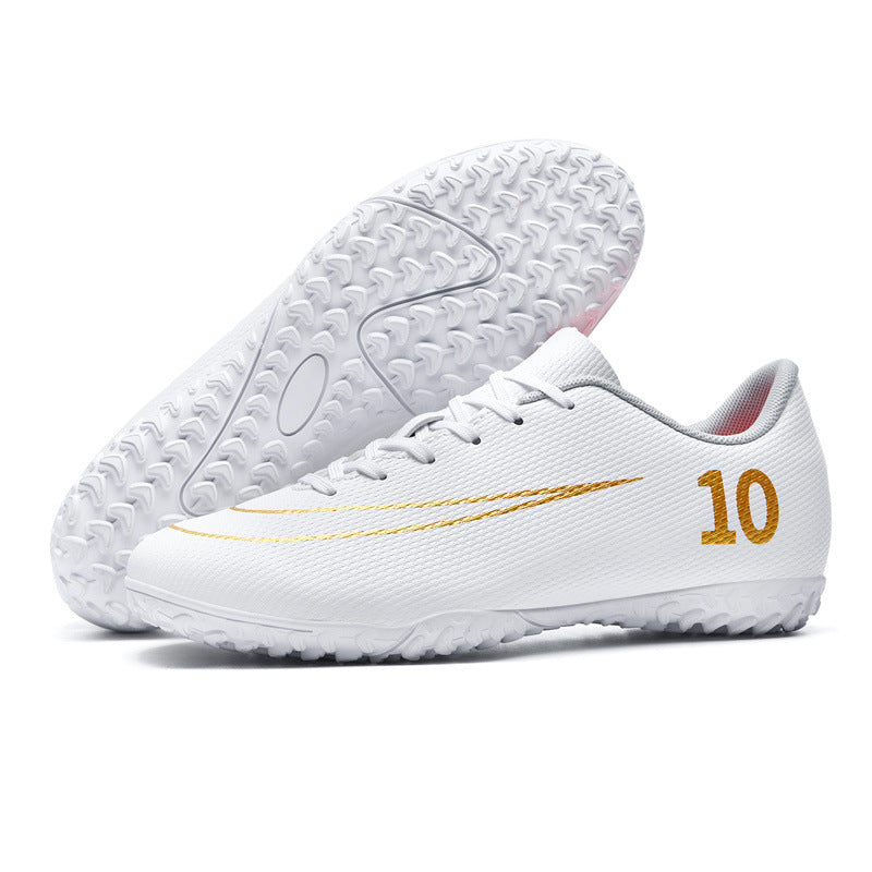 Gold-Plated Sole Men's Football Shoes with Studded Spikes AG Long Spike Shoes for Older Children, Middle and High School Students, Adults, Competition Training Sports Shoes