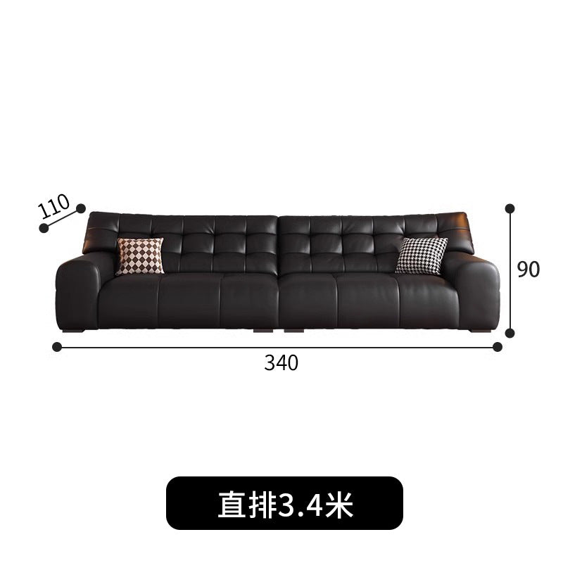 Italian Minimalist Big Black Bear Sofa Living Room Genuine Leather Sofa Top Layer Cowhide High Back Black Leather Art Sofa Shipping and tax not included