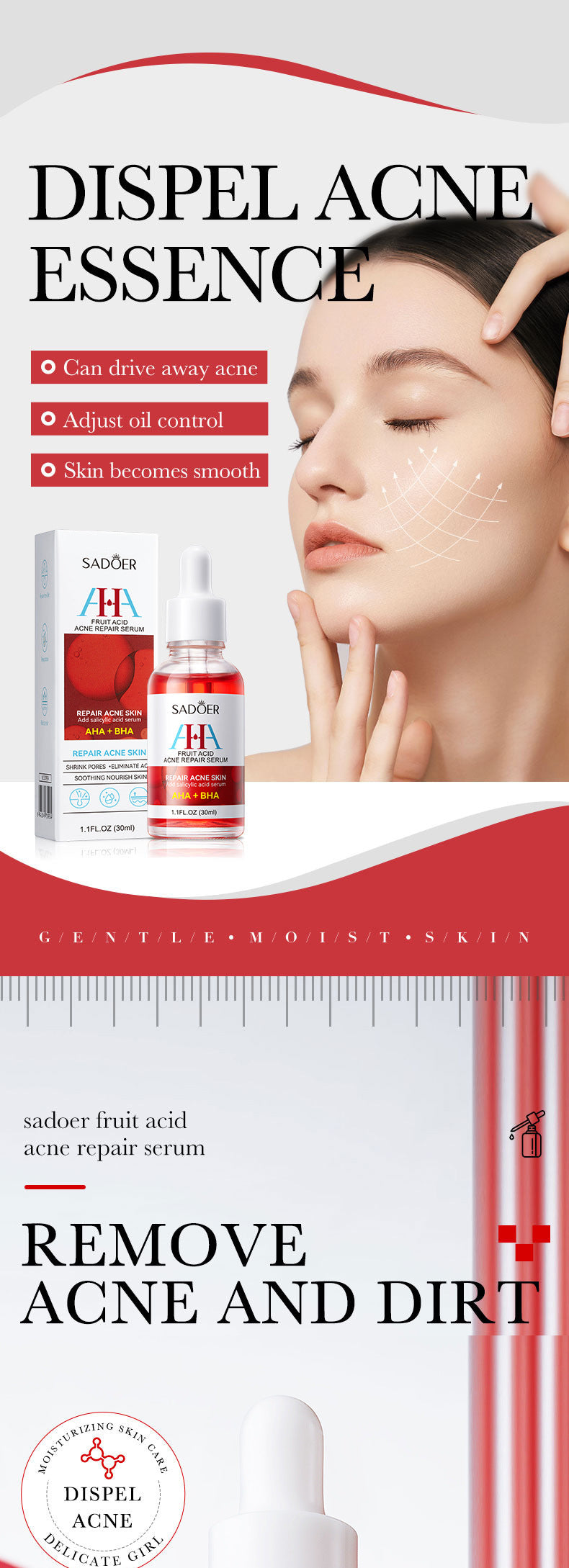 Anti-acne Serum SADOER Fruit Acid Fades Acne Marks, Hydrates and Moisturizes, Cross-Border Wholesale