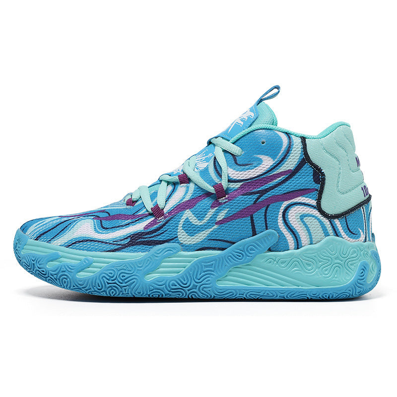 New Mid-Calf Professional Basketball Shoes Outdoor Practical Breathable Couple Shoes Thick Sole Non-Slip Unisex Shock Absorption Sports Shoes