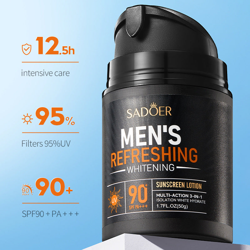 Full English Men's Sunscreen SADOER Whitening Sunscreen UV Protection Refreshing Sunscreen Lotion  Wholesale