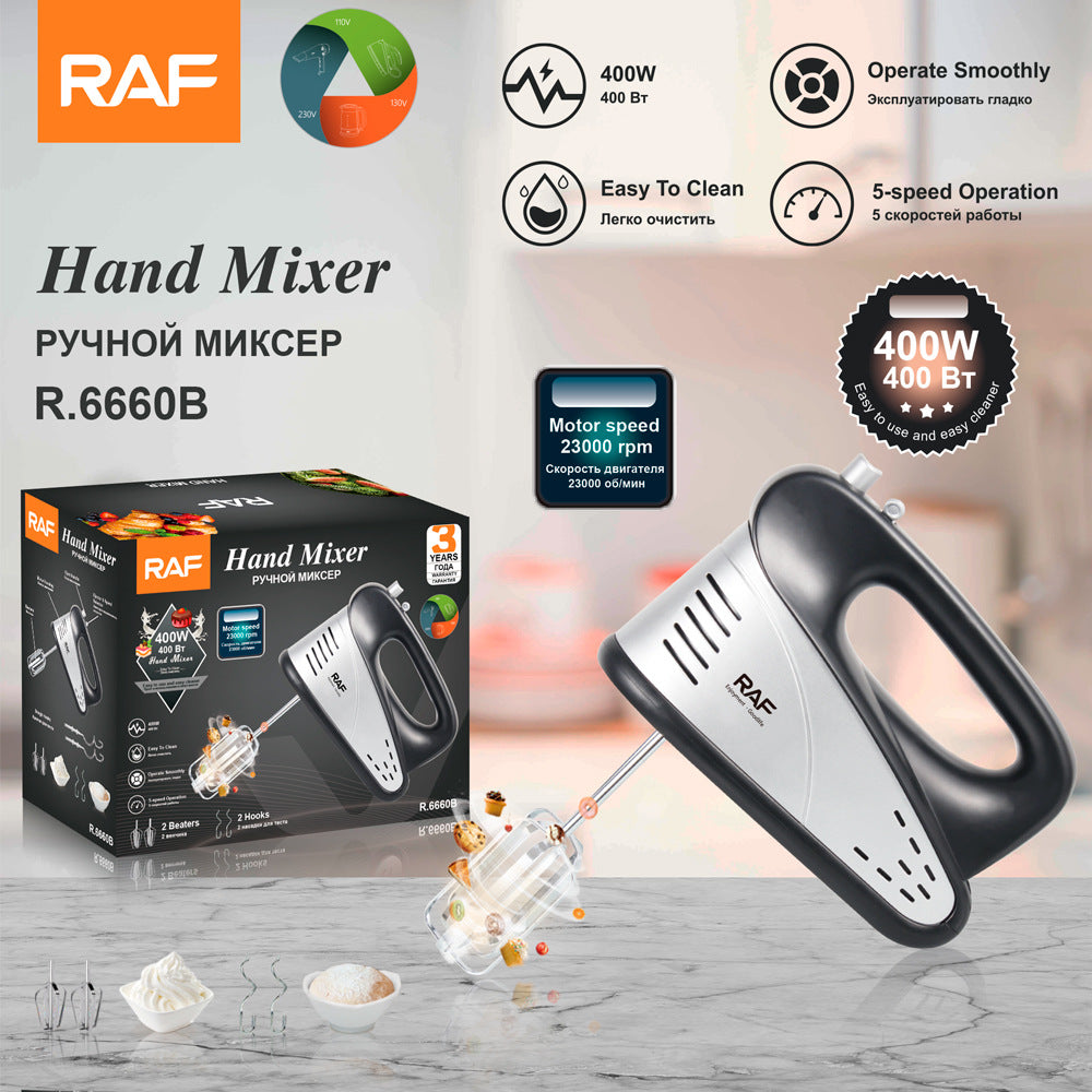 RAF European Standard5Electric Egg Beater Household Handheld High-Power Egg Mixer Dough Kneading Baking Blender R6660