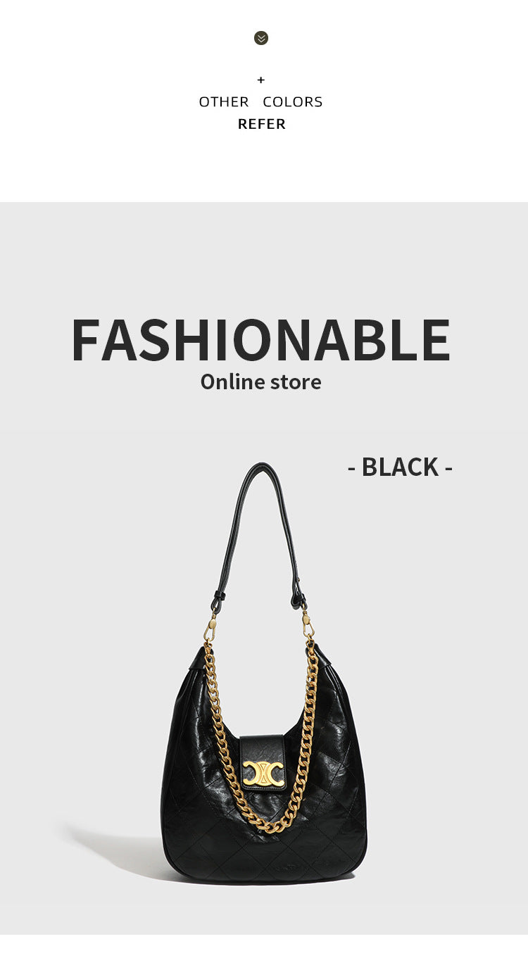 Niche Retro Underarm Bag for Women New Genuine Leather Autumn Winter Fashion Arc de Triomphe Cowhide Bucket Bag Versatile Crossbody Bag