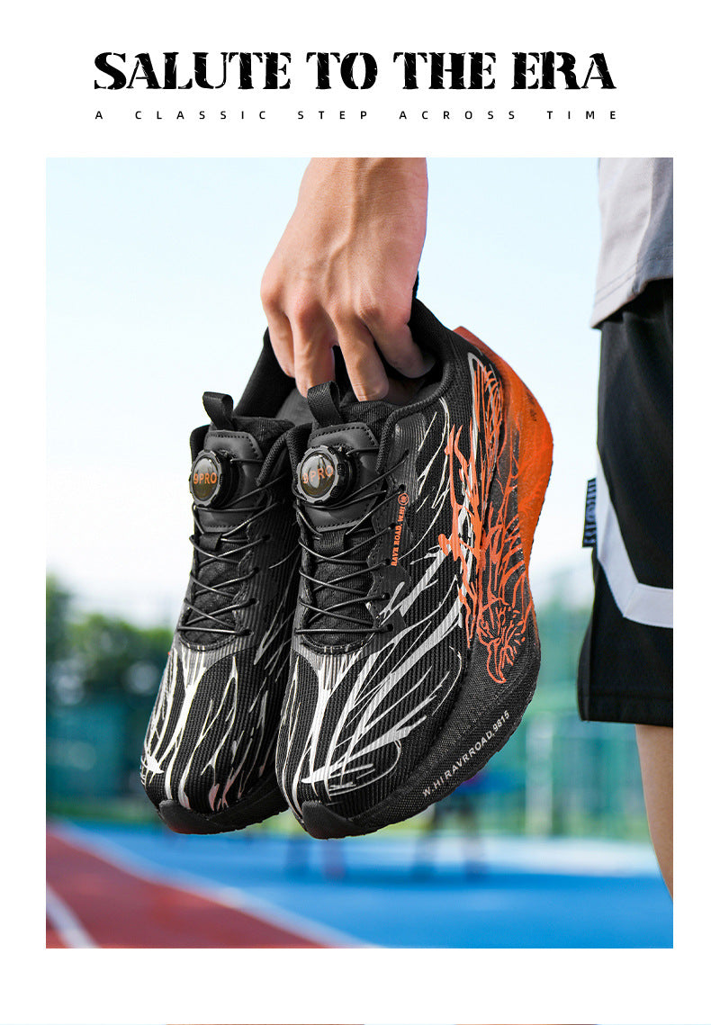 Casual Luminous Double Mesh Thickened Rotating Buckle Sports Shoes Parent-Child Real Carbon Plate Soft Sole Rebound Lightweight Comfortable Running Shoes