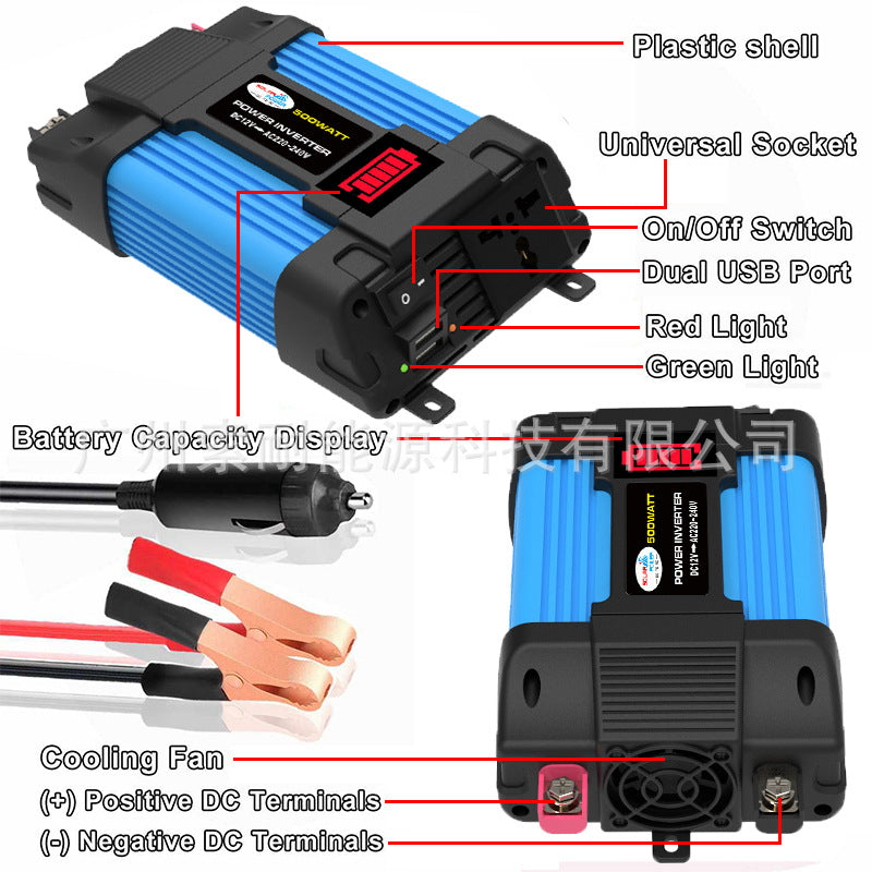 【New Product】Vehicle Inverter300W 500W 12V Turn110V 220V Car Inverter