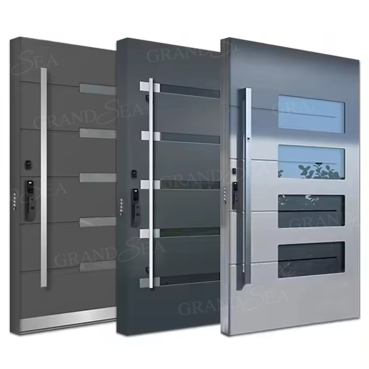 Luxury Design Entrance Door Exterior Security Front Pivot Door Modern Entry Black Wooden Aluminum Pivot Door