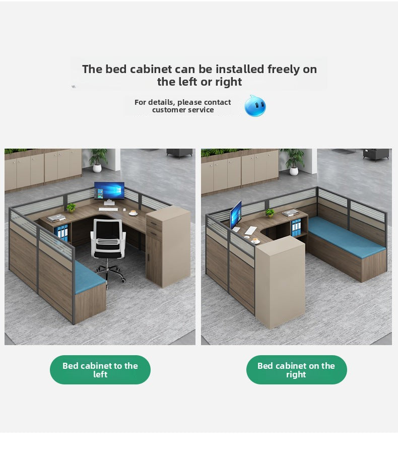 Office Desk Simple Modern Staff Desk with Rest Bed Employee Desk Furniture Partition Screen Cubicle