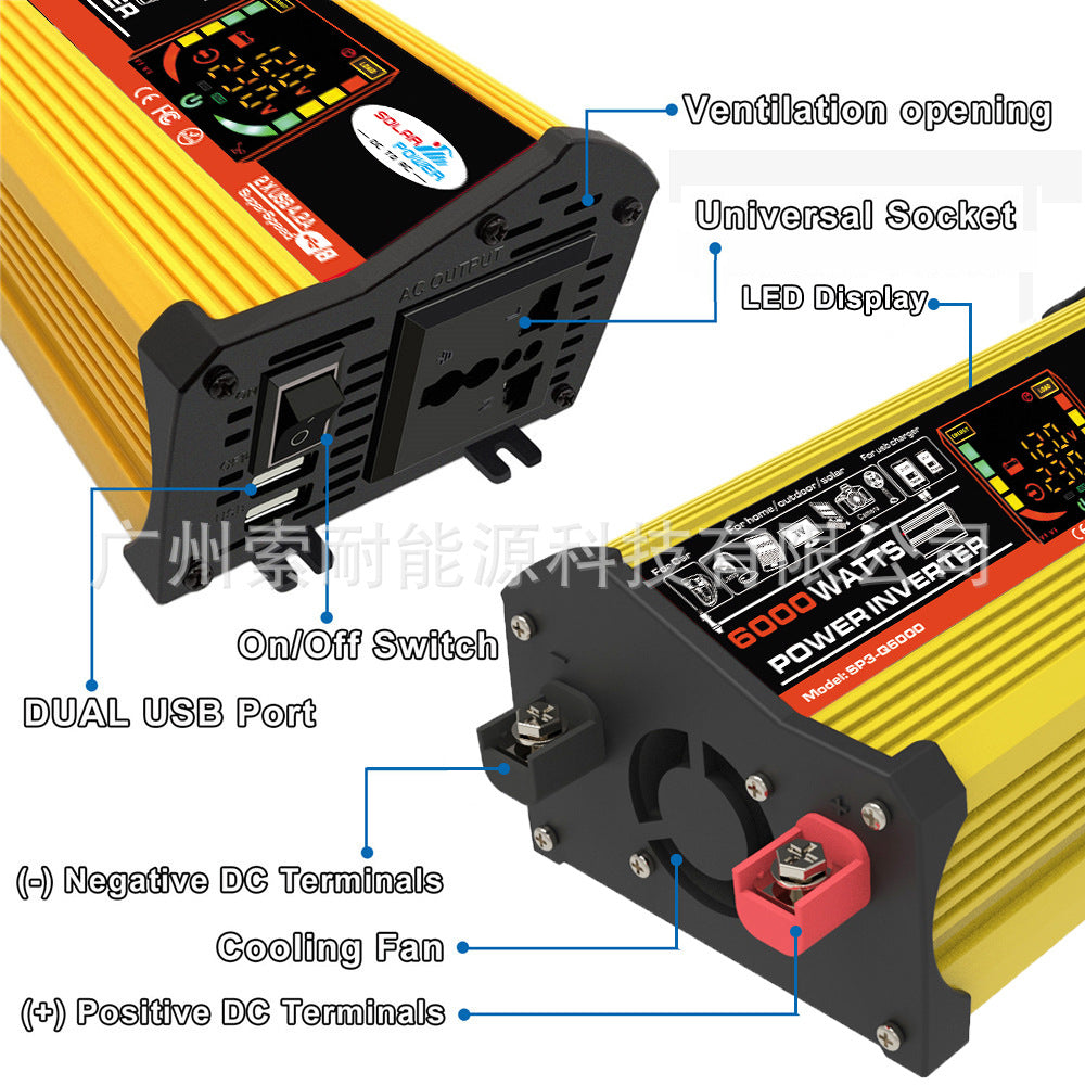 Legend Third Generation Car Inverter500W 12V Turn110V/220V Intelligent Digital Display Double USB inverter