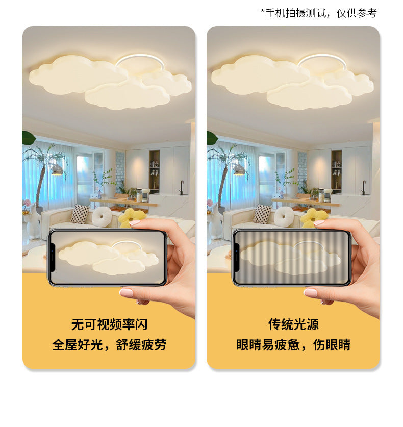 Full Spectrum Living Room Lamp Simple Modern Zhongshan Lighting Elegant Cream Style High-End Cloud Ceiling Lamp Set