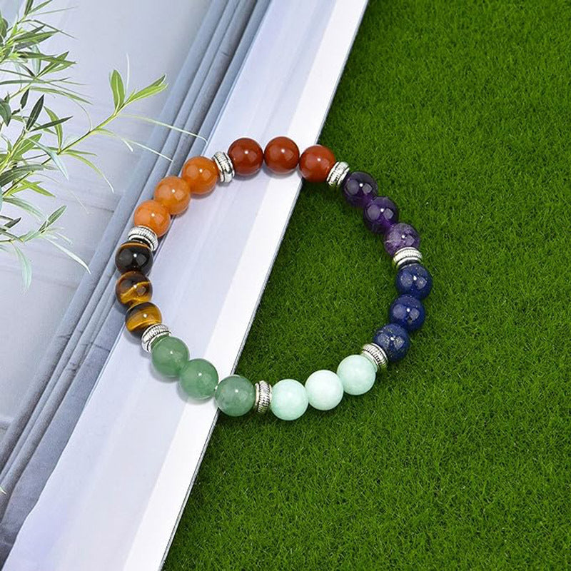Natural Stone Tiger Eye Spacer Bracelet for Women8mm Beaded Colorful Bracelet Single Loop Elastic Pink Quartz Malachite Bracelet