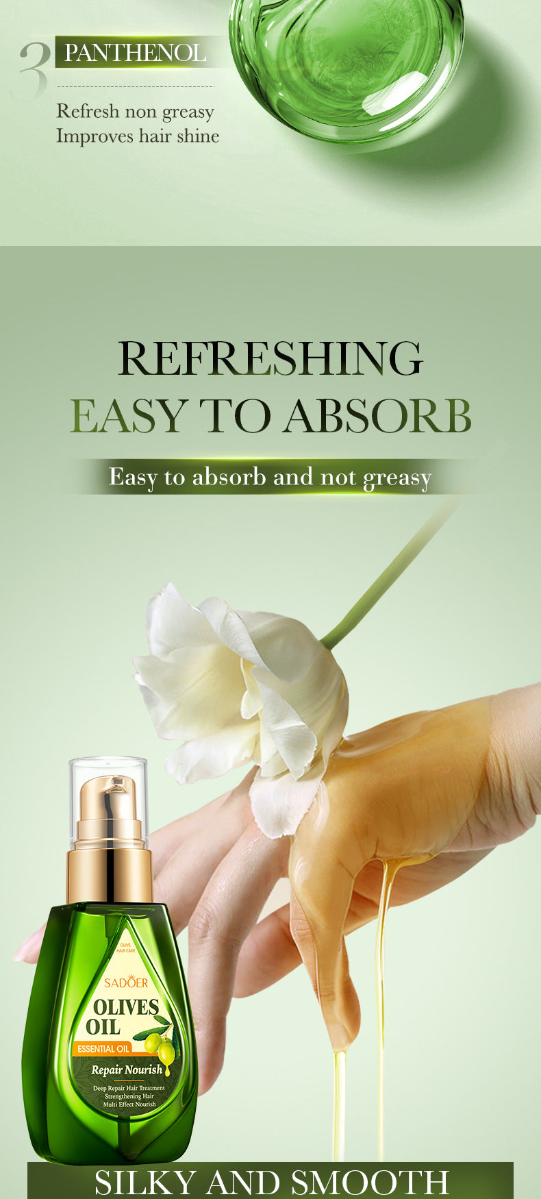 Full English Olive Hair Care Essential Oil70ml SADOER Qihuan Shiny Smooth Hair Conditioner  Wholesale