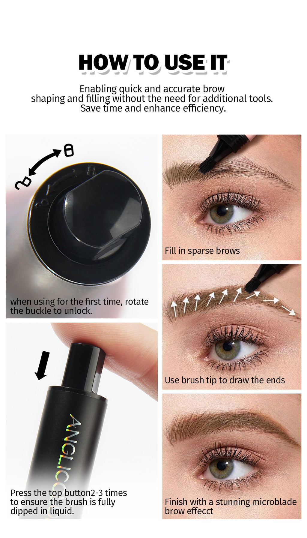 Hot-Selling Eyebrow Dye Cream Upgraded Version Press-Type Fine Brush Head Eyebrow Cream Waterproof Smudge-Proof Wild Eyebrow Pencil