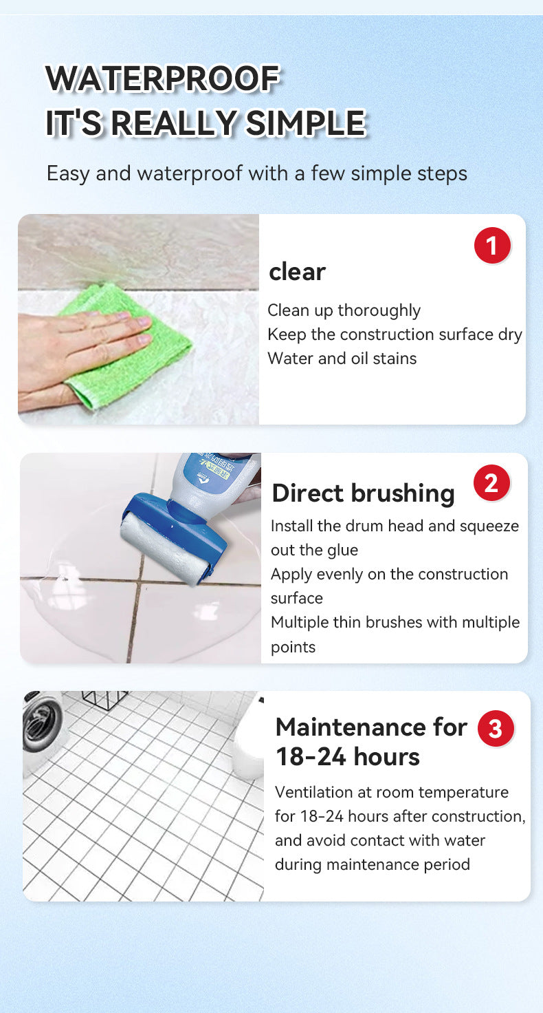 baolisi Roller Type Transparent Waterproof Glue Exterior Wall Roof Bathroom Leak Repair Glue Floor Tile Toilet Edge Leak Sealing