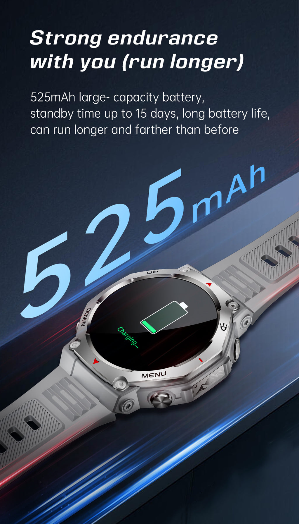KT85Smart Watch Bluetooth Call True Heart Rate Step Count Sleep Monitoring Flashlight Deep Waterproof Sports Three-Proof