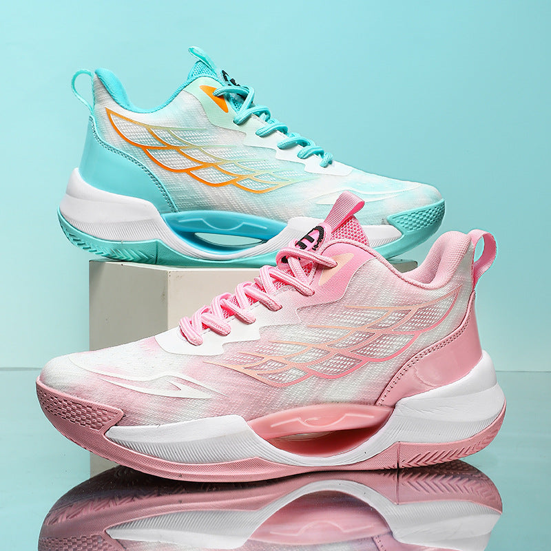 2025New Men's Shoes Mesh Breathable High Elastic Shock Absorption Sports Shoes Youth Casual Non-slip Thick Bottom Basketball Shoes