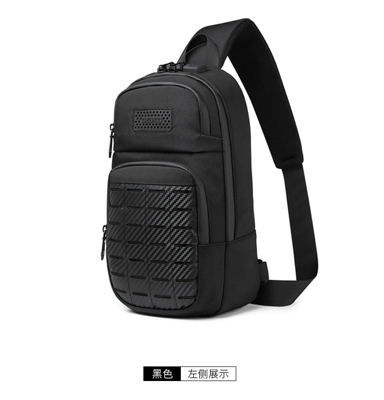OZUKO Men's Tactical Chest Bag Waterproof Oxford Cloth Crossbody Chest Bag Trendy Outdoor Sports Shoulder Bag
