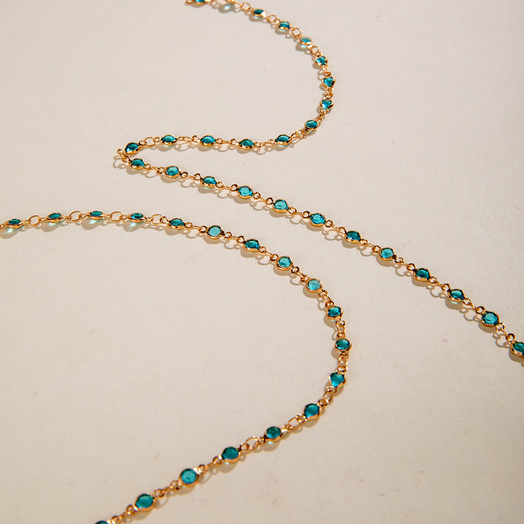 Simple Colorful Beaded Tassel y Chain Necklace Elegant Versatile Diamond-Studded Sweater Chain Jewelry
