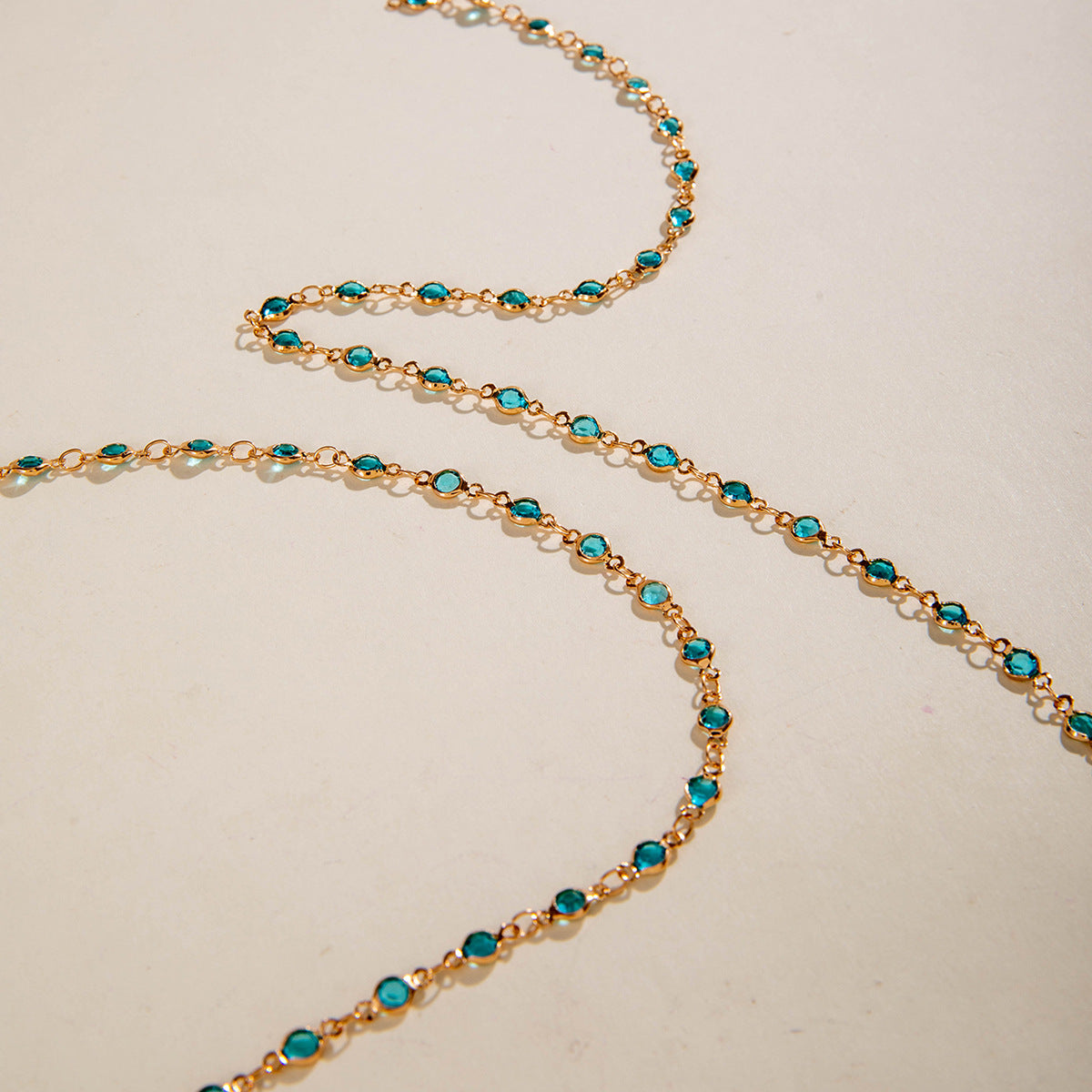 Simple Colorful Beaded Tassel y Chain Necklace Elegant Versatile Diamond-Studded Sweater Chain Jewelry