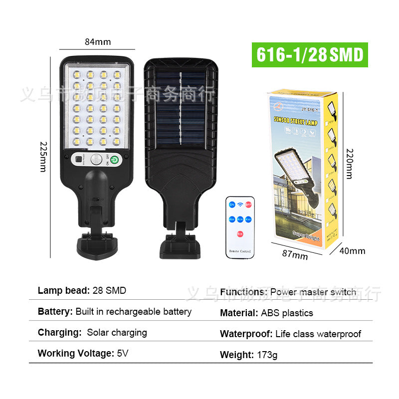 Outdoor Solar Street Light New Human Body Sensing Garden Light with Remote Control LED Wall Lamp Waterproof Garden Light