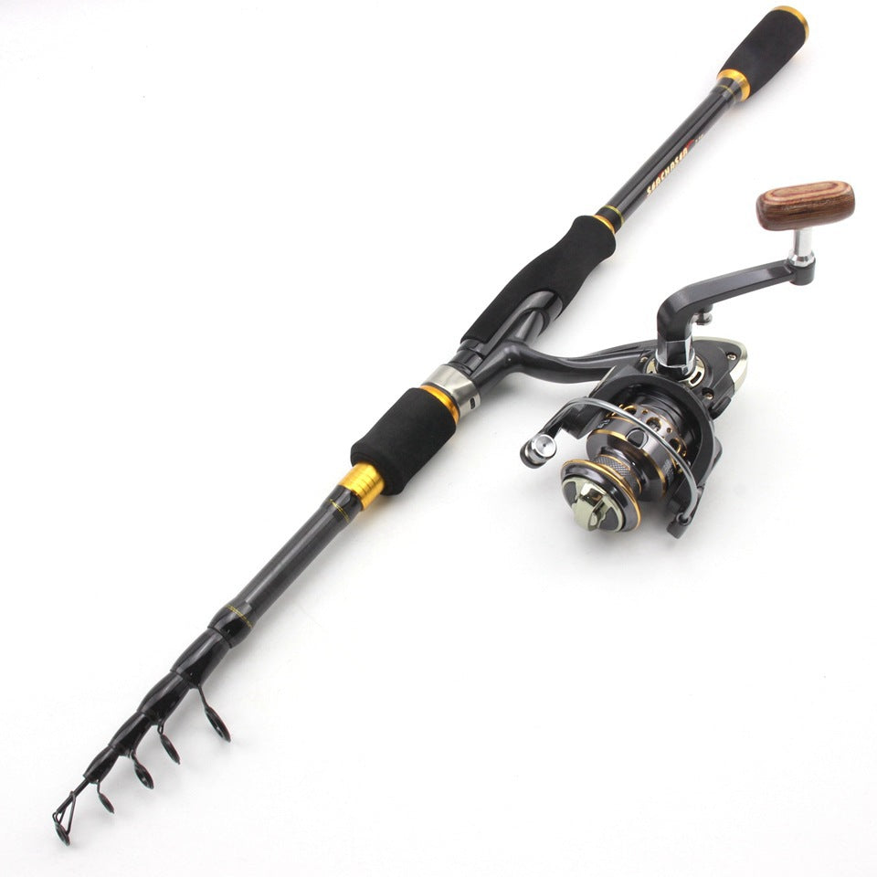 Wholesale Retractable Lure Rod Set Straight Handle Lure Spinning Reel Lure Bait Combination European and American Popular Fishing Gear