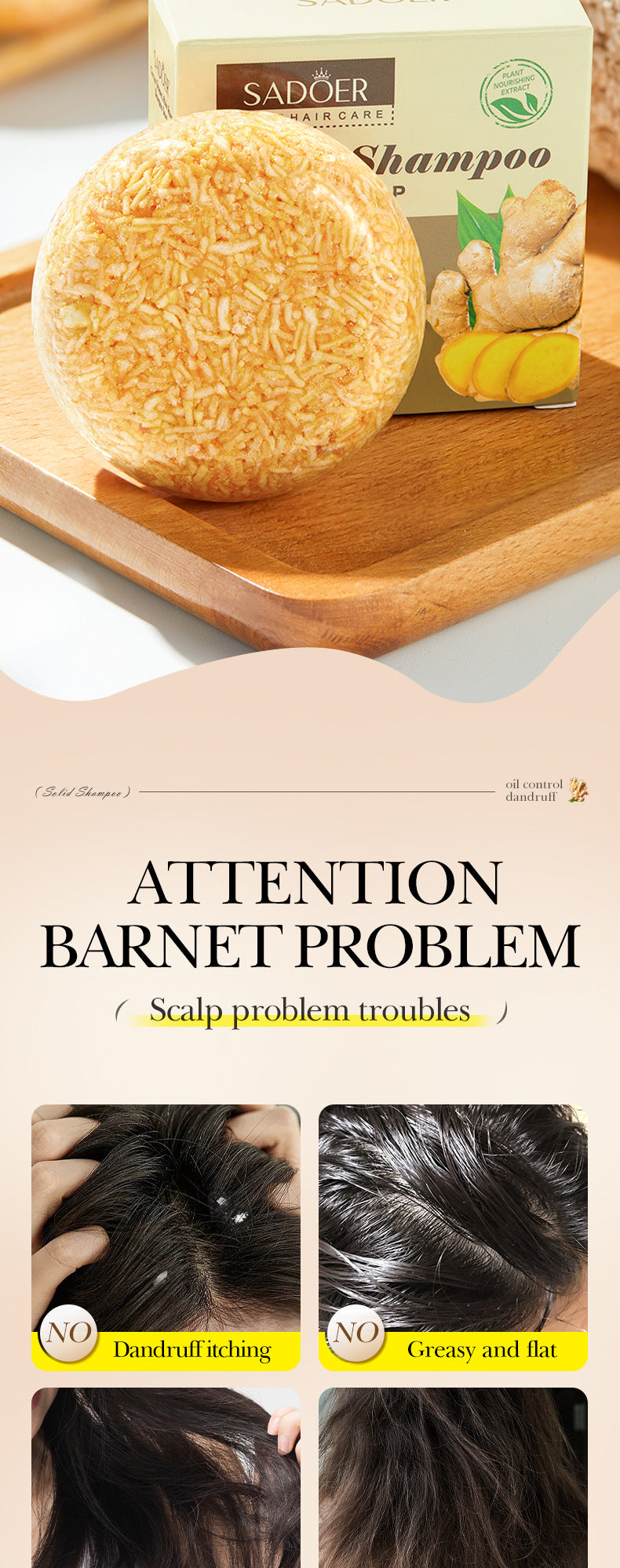 Full English Plant-Based Shampoo Soap60g SADOER Strengthen Hair Roots Deep Clean Hair Soap  Wholesale