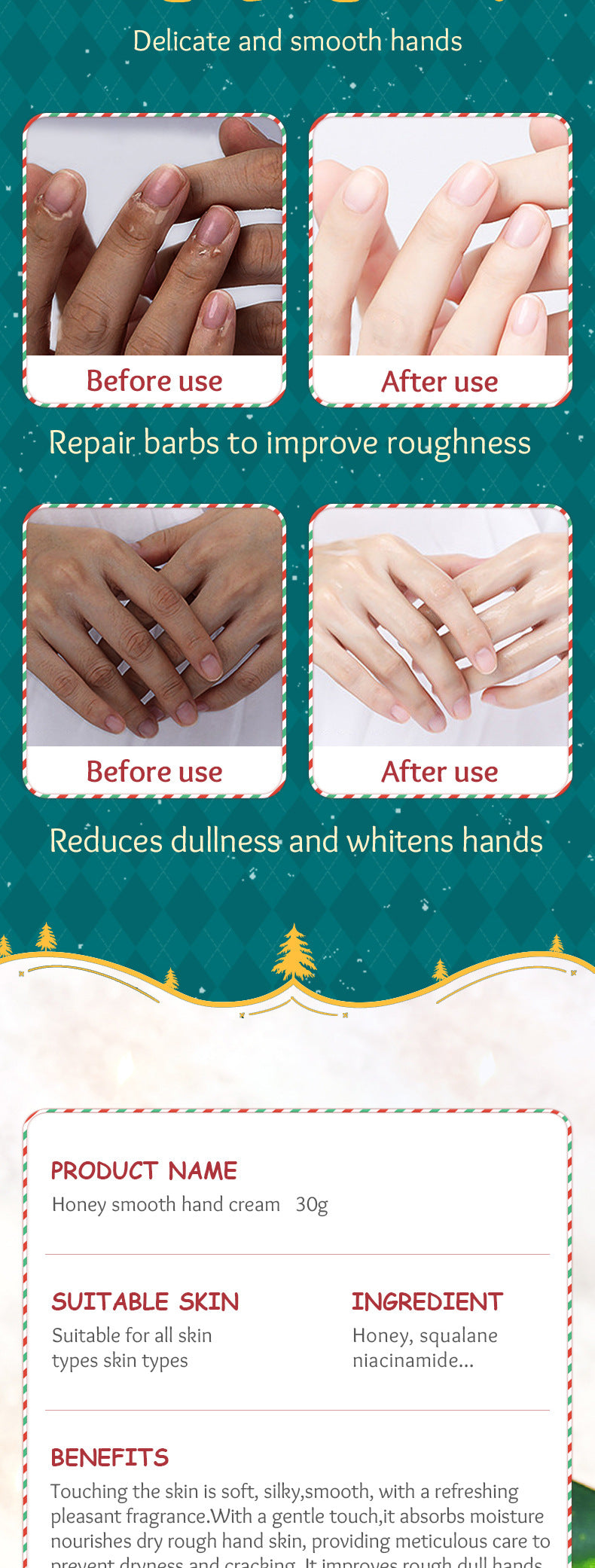 Honey Tender Hand Cream30g SADOER Skin Rejuvenation Hand Cream for Autumn and Winter Cross-Border Wholesale