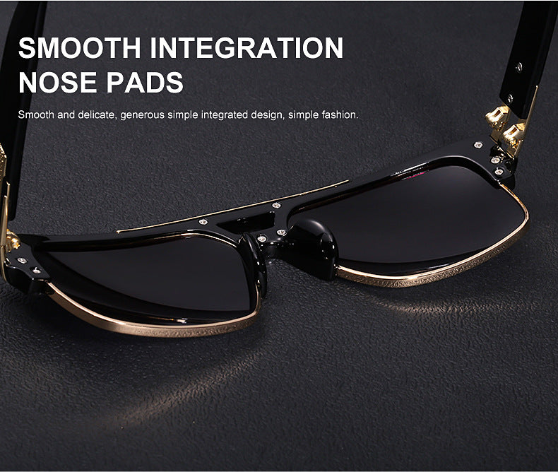 Glasses for Men Driving Special European and American Large Frame Sunglasses Men's High-end Sense Retro Trend Sunscreen Sunshade Full Frame Sunglasses