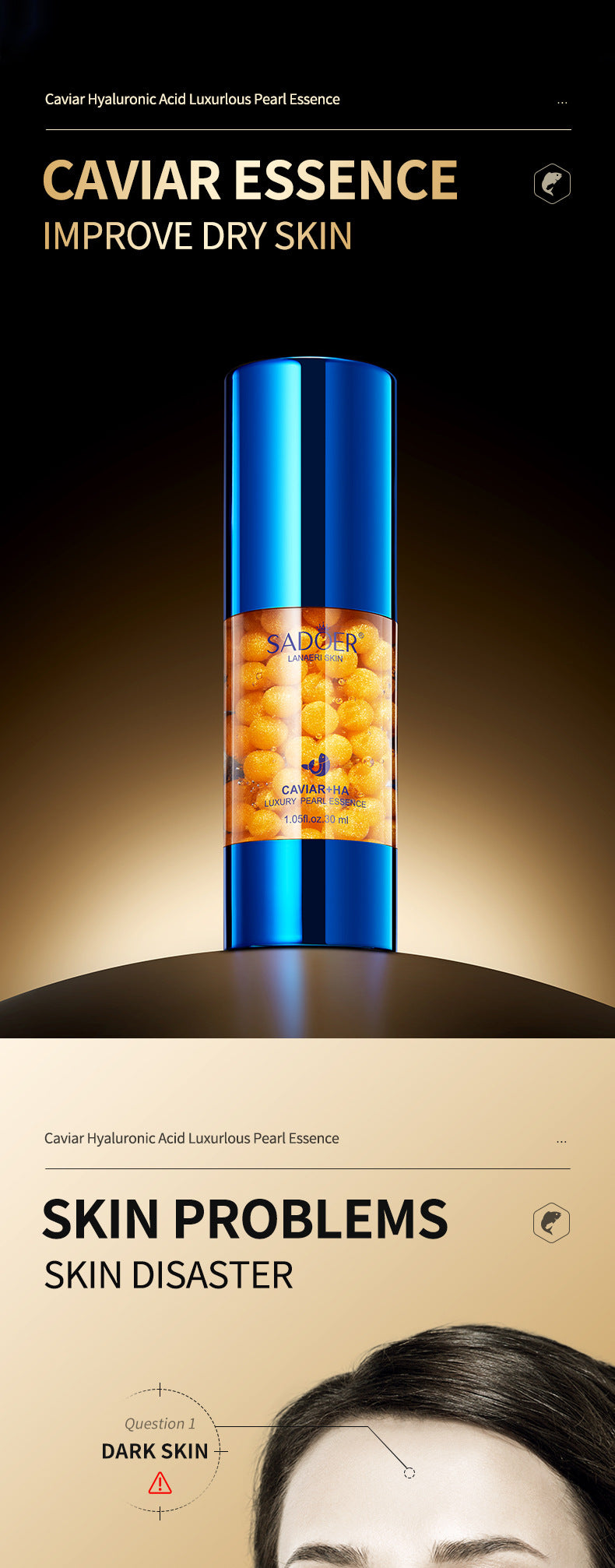 Caviar Pearl Essence30mlSADOER Hyaluronic acid hydrating moisturizing wholesale for cross-border trade