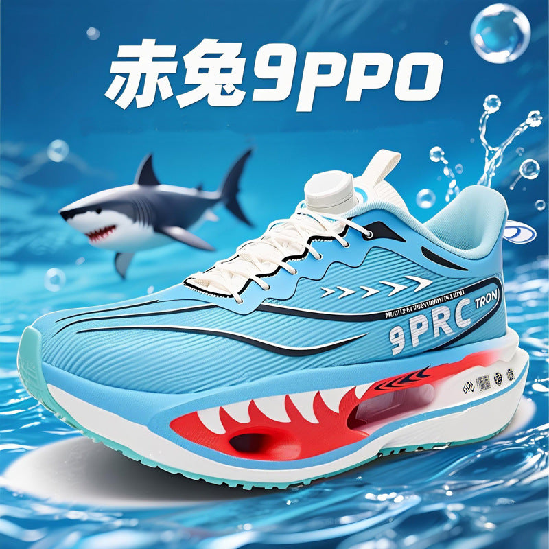 Autumn Winter New Double Mesh Thickened Knob Buckle Parent-Child Sports Shoes Real Explosive Carbon Plate Soft Sole Couple Running Shoes