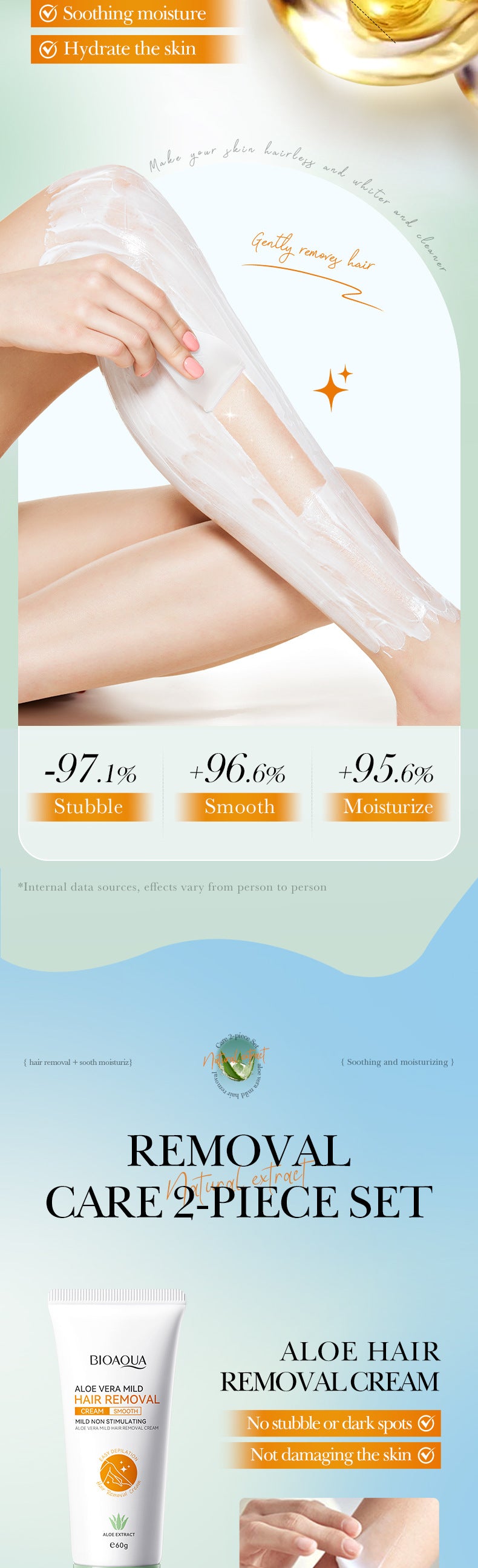 Aloe Vera Gentle Hair Removal Care2Set BIOAOUA Underarm Hair Removal Cream Cross-Border Wholesale