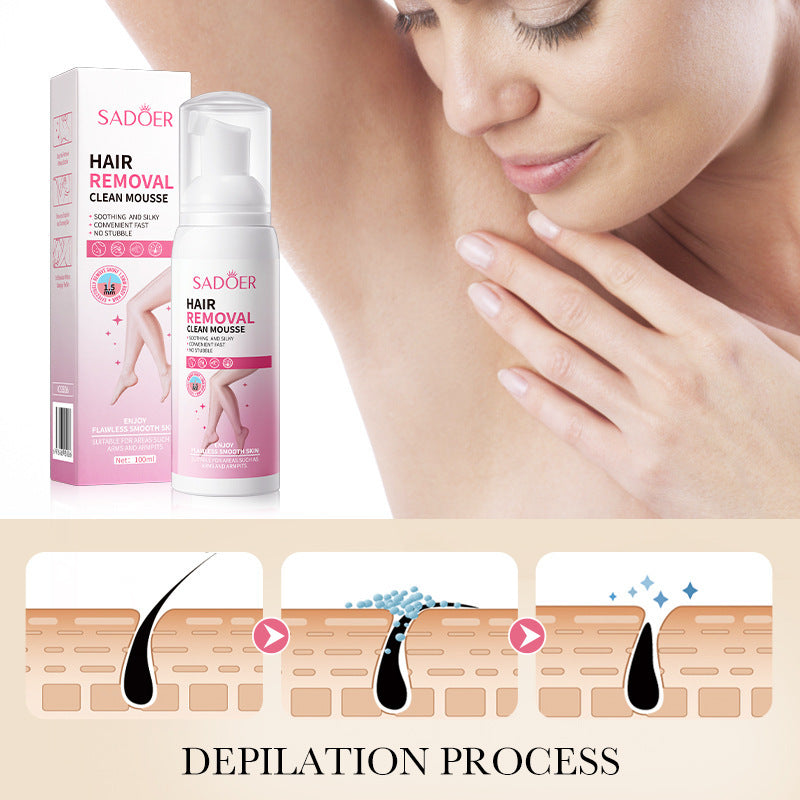 Full English Hair Removal Mousse100gSADOER Hair Removal Non-Irritating Silky Smooth Skin Cleansing Depilatory Cream  Wholesale