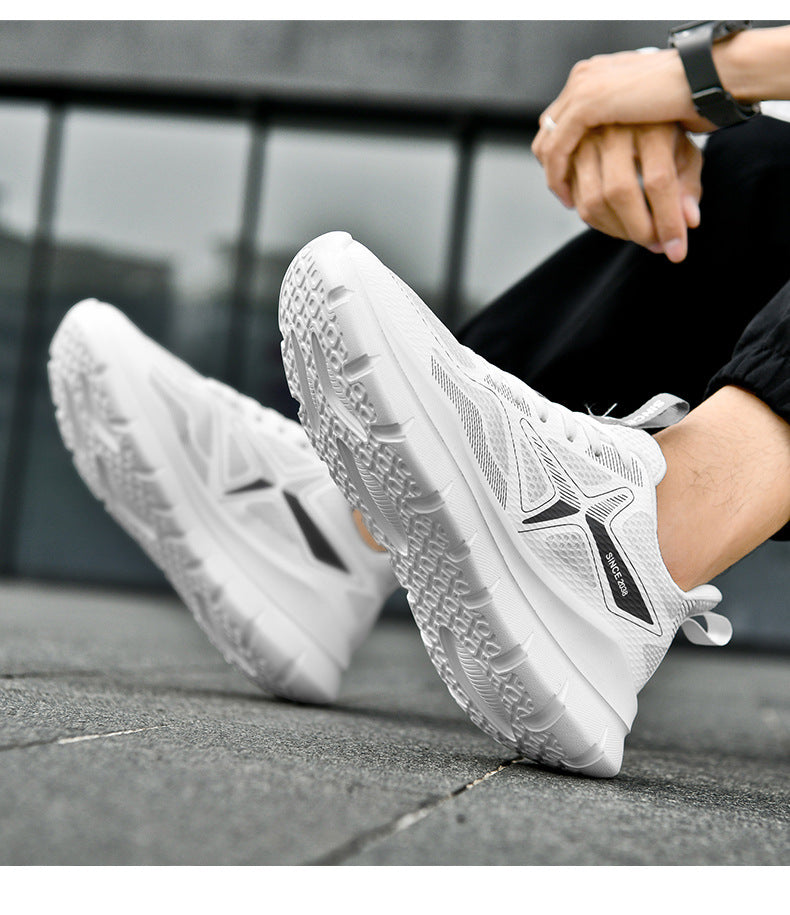 New Thick-Soled Racing Sports Shoes for Middle School Students, High Elastic Running Shoes for Men and Women, Breathable Flyknit Mesh Shoes for Couples