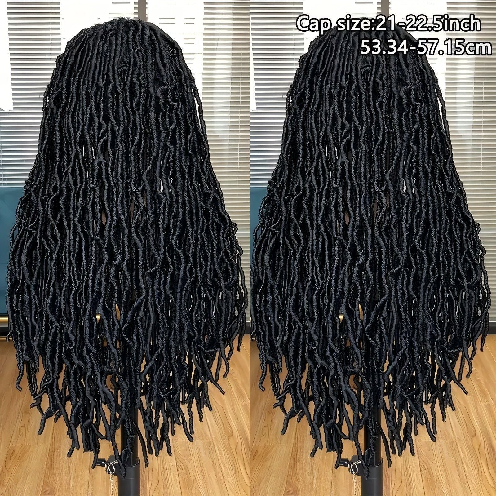 Foreign Trade Cross-Border European American African Wig Synthetic Full Lace Earthworm Curved Head Wig Faux Locs Full Lace