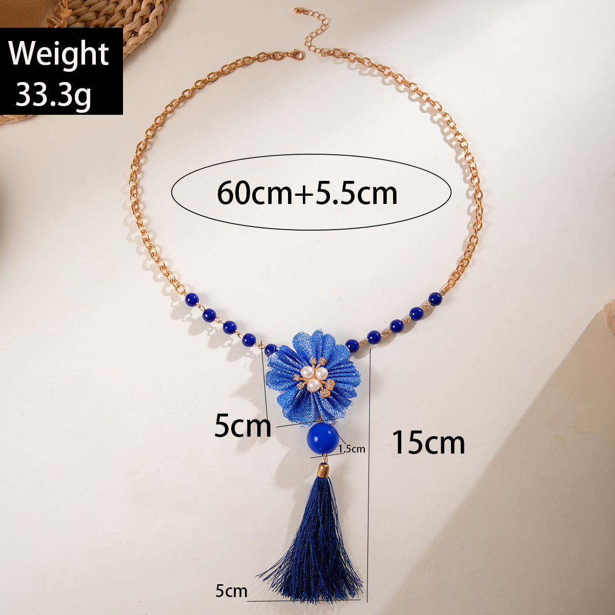 Simple Colorful Beaded Tassel y Chain Necklace Elegant Versatile Diamond-Studded Sweater Chain Jewelry