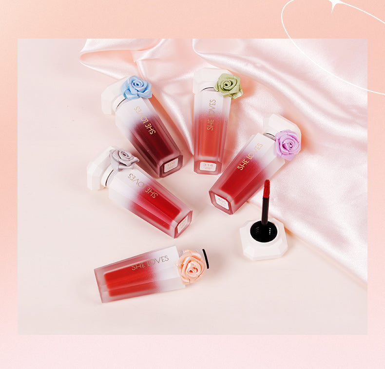 Europe and America SHELOVES Rose Matte Lip Glaze Long-lasting Non-stick Cup Non-fading Genuine Lip Gloss Makeup Wholesale