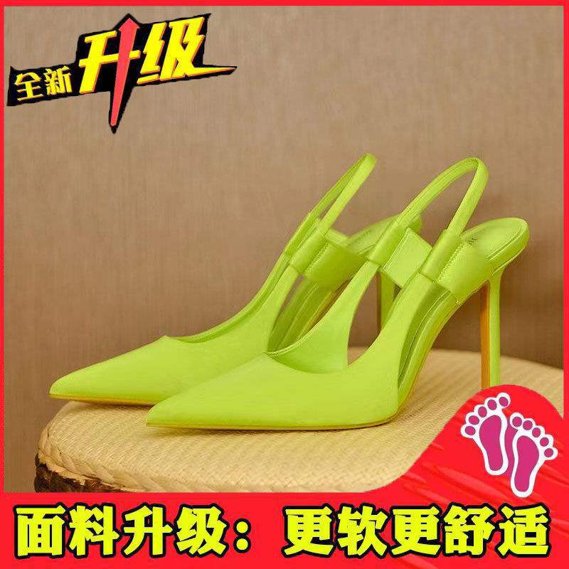 Fairy High Heels for Women2025New Pointed Toe French Style Thin Heel Mules Casual Outdoor Closed-Toe Sandals Trendy