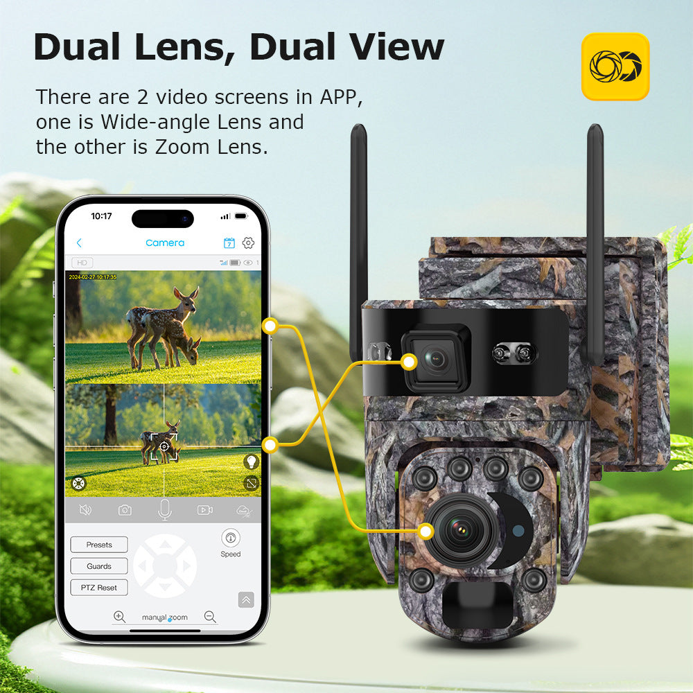 Specially designed for the new bush camouflage pattern4G Solar-powered Camera6MP Hd202x Zoom Surveillance Camera