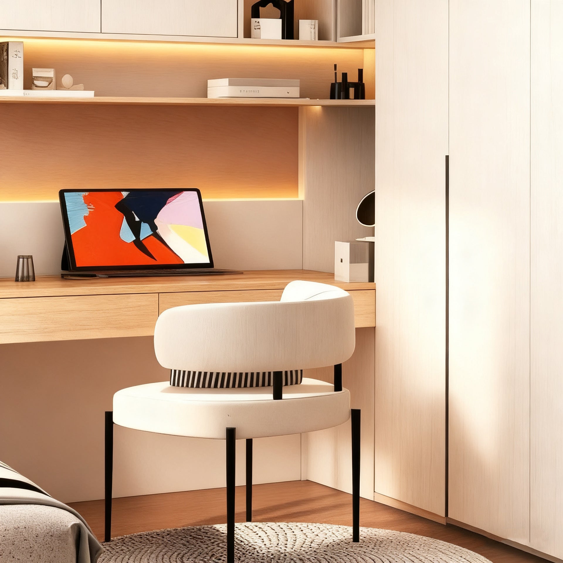 Custom Aluminum Alloy Wardrobe with Desk Integrated Corner Combination with Bookcase Corner Cabinet for Bedroom Home Use