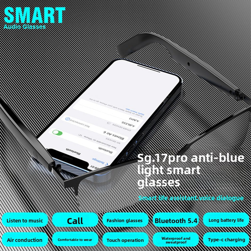 AI Bluetooth Smart Glasses Anti-Blue Light Translation Call Music Open-Ear Smart Bluetooth Glasses Headset