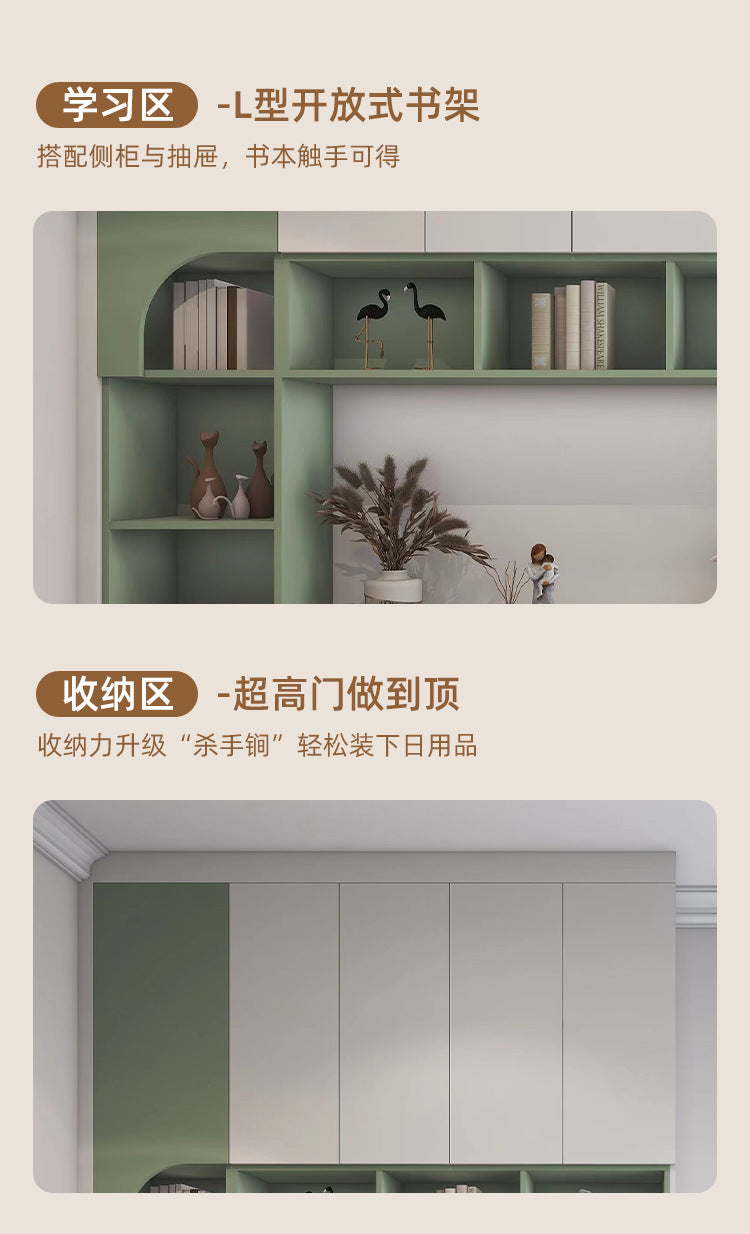Custom Whole House Wardrobe Bedroom Cream Style Princess One-Door-to-Top Wardrobe Wine Cabinet Entryway Shoe Cabinet Custom Cloakroom