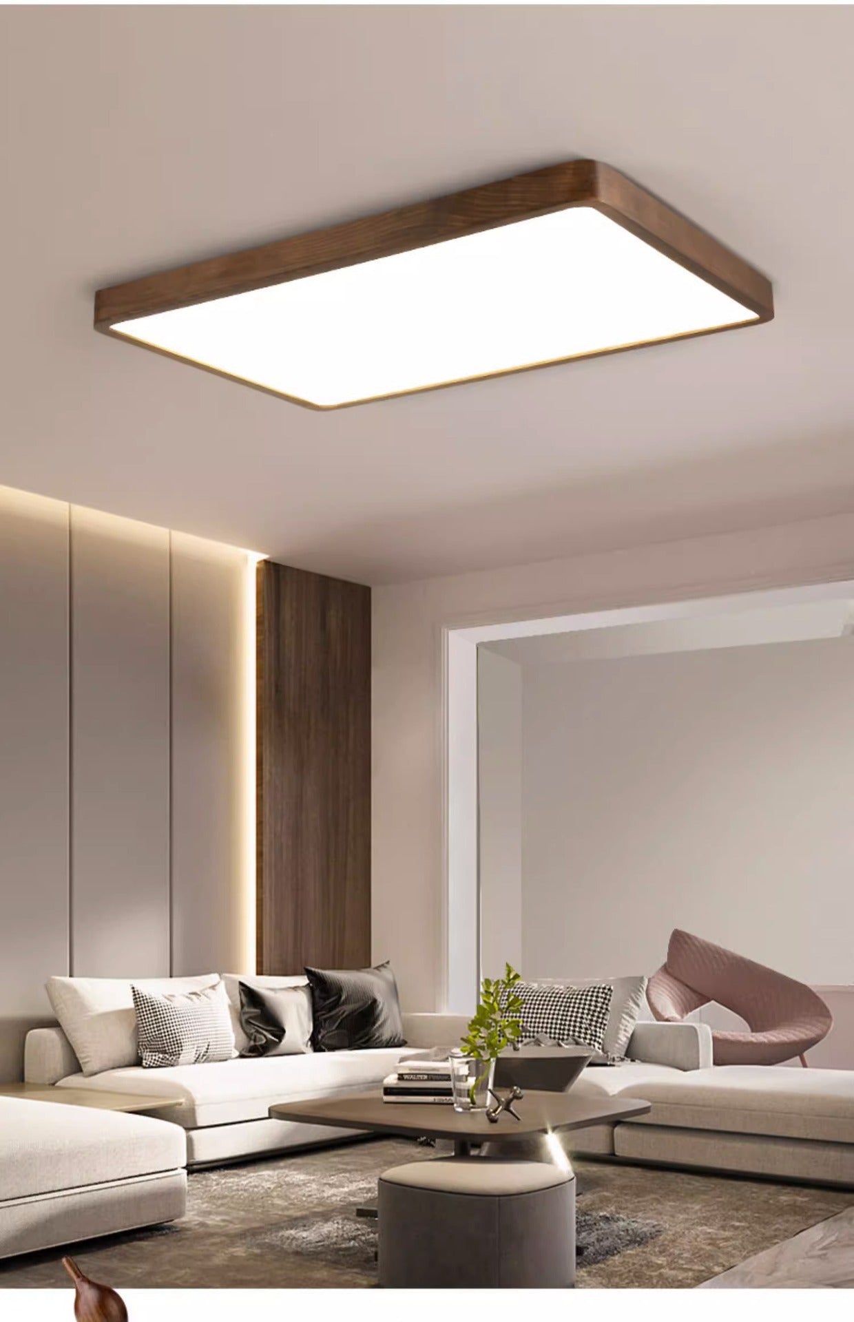 Ceiling Light Black Walnut Elegant Solid Wood Master Bedroom Light Chinese Style Ultra-thin Living Room Light Whole House New Chinese Style Package
