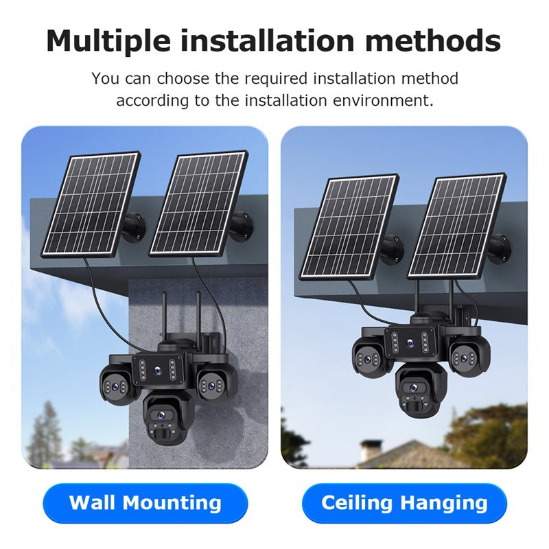 AOV Solar Monitoring HD Four-eye Solar Surveillance Camera Outdoor24Hourly Real-Time Monitoring