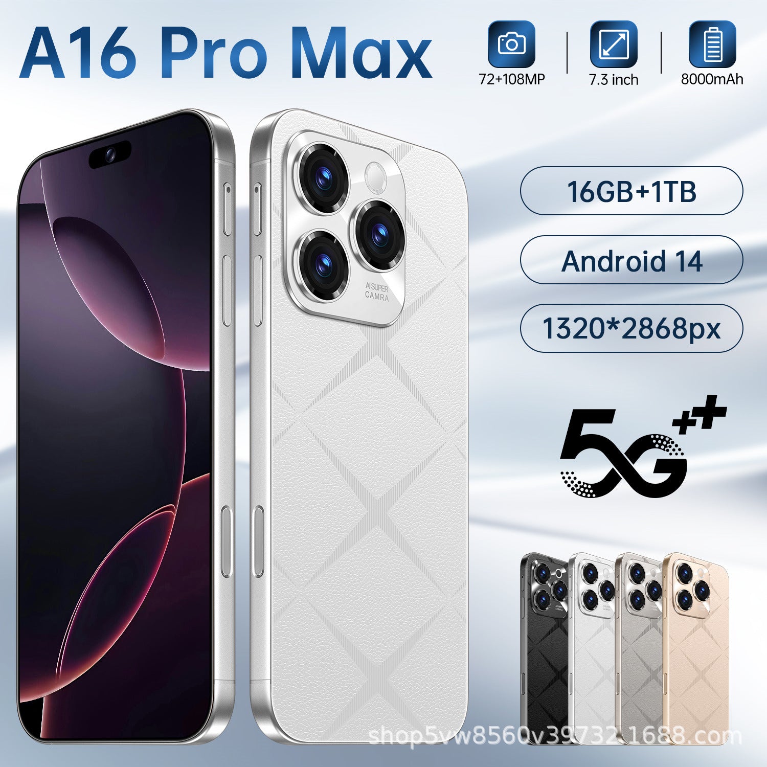 Hot Sale A16ProMax Android Intelligence5G Mobile Phone16+1T Factory Direct Sales Mobile Phones