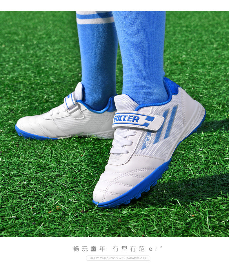 New football shoes for men and women with Velcro for children TF Broken Nail Style Youth Student Grassland Flat Training Shoes