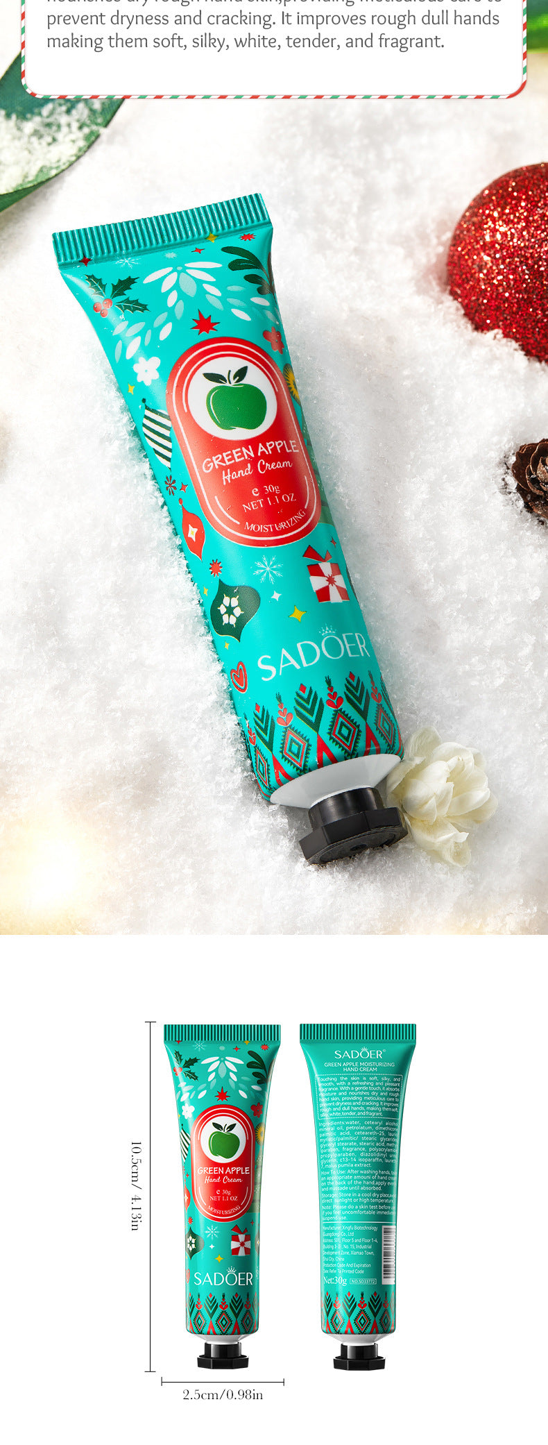 Honey Tender Hand Cream30g SADOER Skin Rejuvenation Hand Cream for Autumn and Winter Cross-Border Wholesale