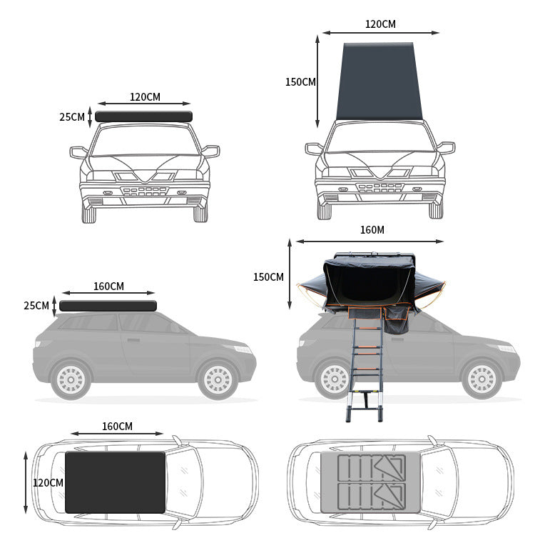 Outdoor Camping All-Aluminum Alloy Roof Tent Rainproof Automatic Quick-Open Camping Car Top Manufacturer Wholesale All-Season Universal