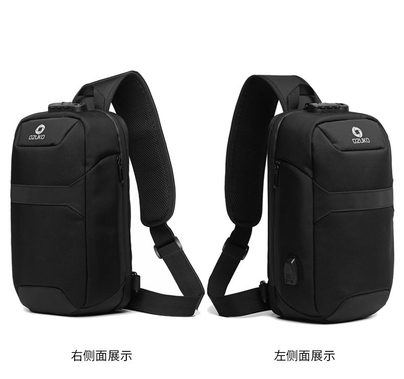 OZUKO Anti-theft Men's Chest Bag Waterproof Oxford Cloth Single Shoulder Crossbody Bag Chest Portable Multifunctional Trendy Bag