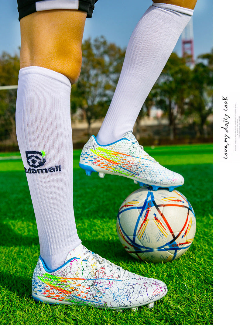 New professional football shoes for men and women AG Long Spike Colorful Multi-Color Youth Student Grass Competition Training Shoes